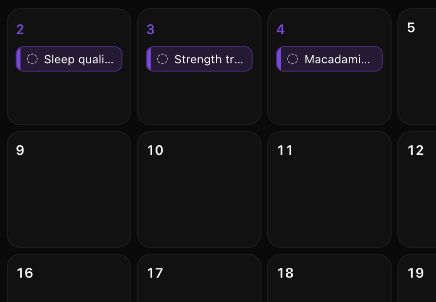 Calendar planning view screenshot